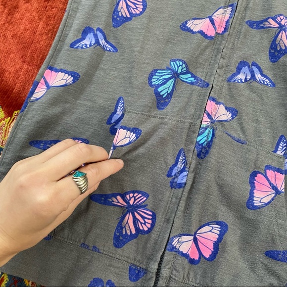 SO Authentic American Heritage Grey Butterfly Light Sweatshirt Hoodie Front Zip - Picture 5 of 10